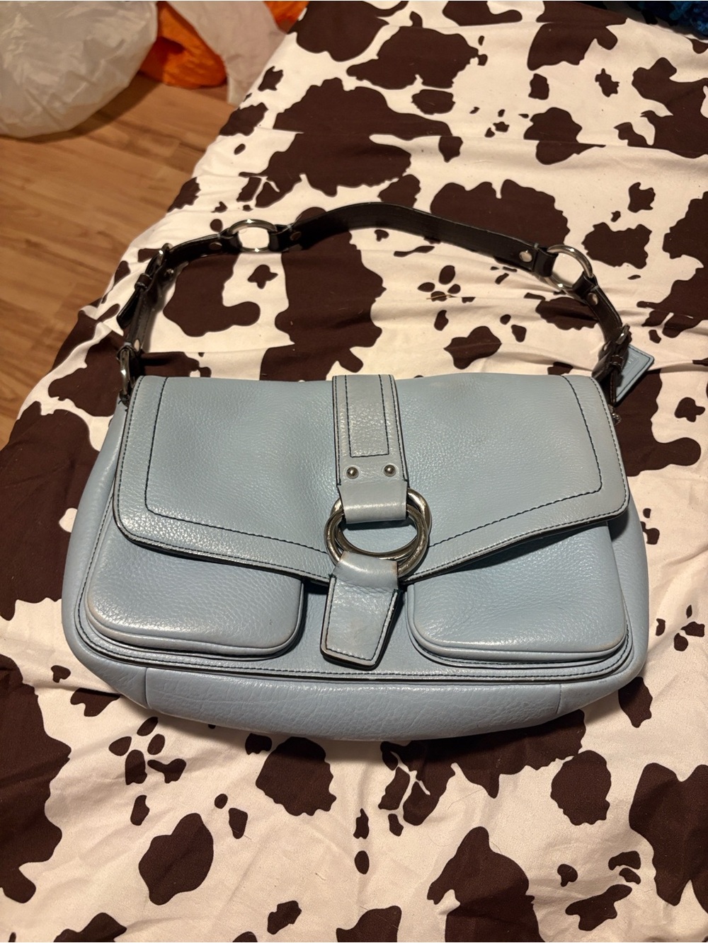 Vintage Y2K Coach Chelsea Pebbled Leather Flap Shoulder Bag (Style 8A41)